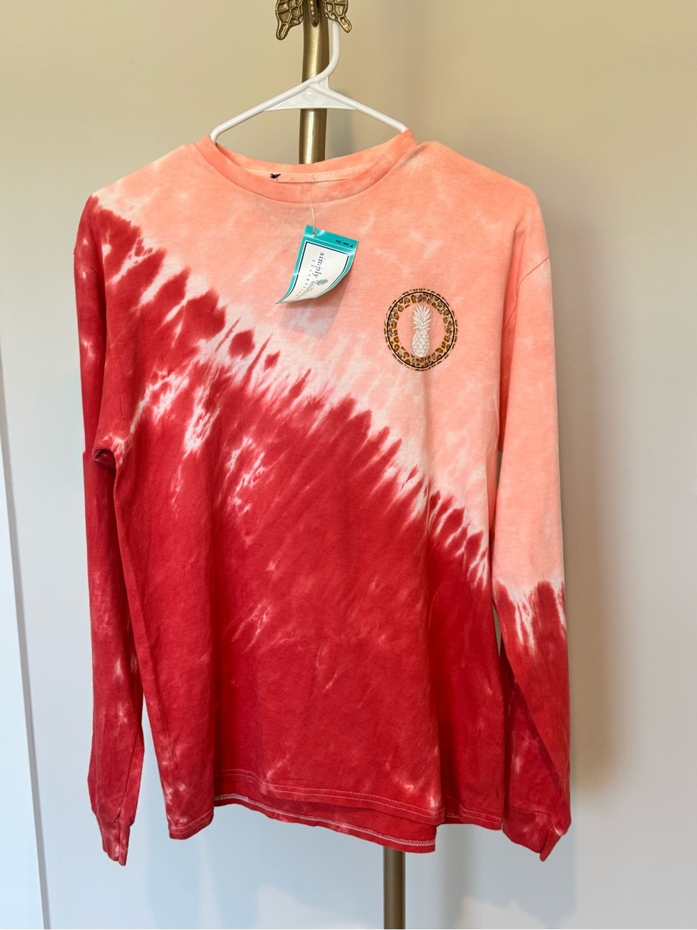 Simply Southern Medium Tie Dye Long Sleeve Tee Sunflower Pineapple Graphic NWT